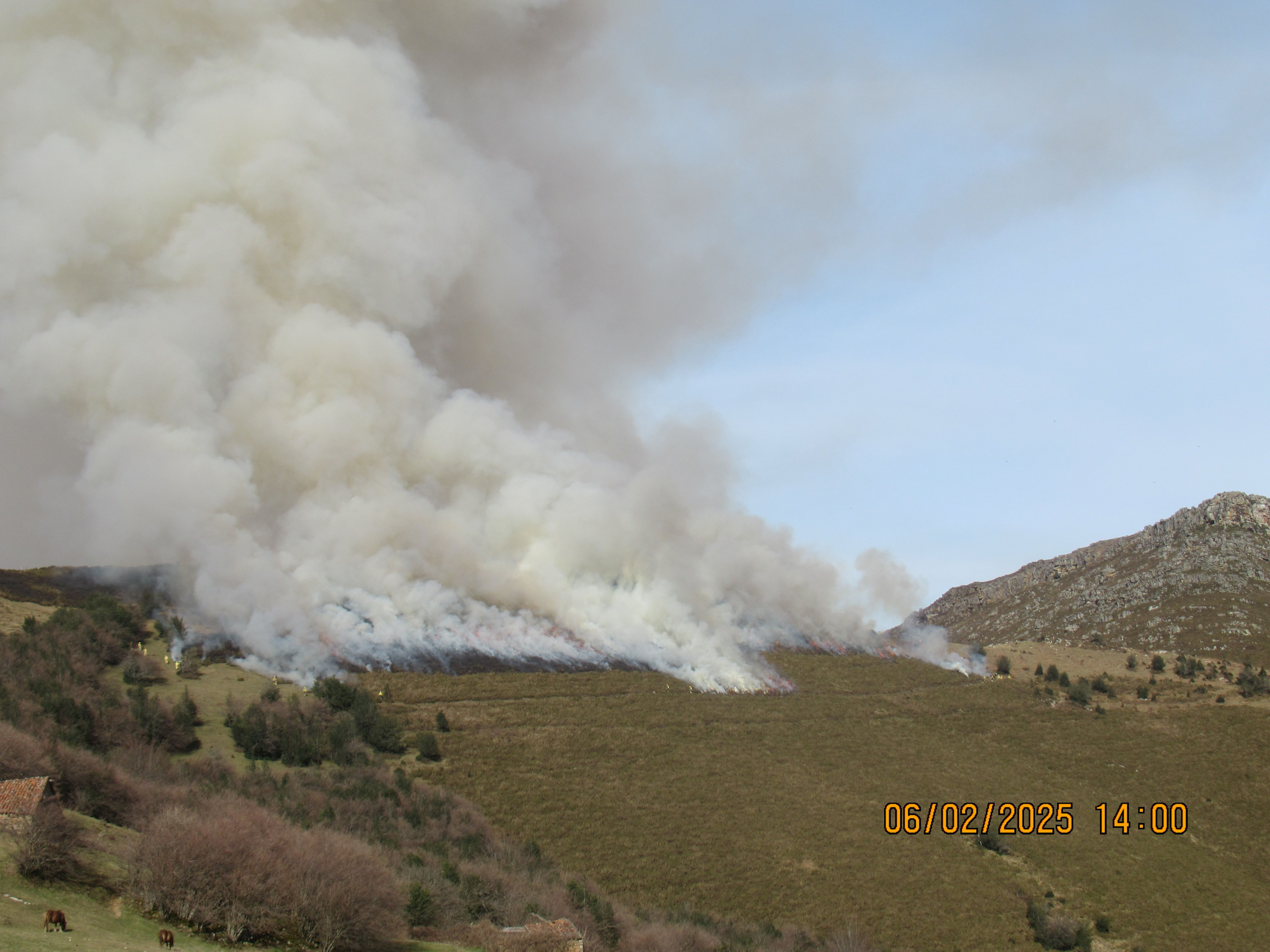 Figura 3. Quema estándar realizada por EPRIF Vega Del Pas, BRIF Ruente, miembros del operativo del Servicio de Montes de Cantabria y los ganaderos solicitantes. Fuente EPRIF Comarca Del Pas.